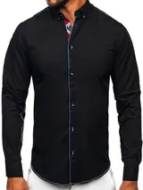 Freizeithemd Hemd Herrenhemd Shirt Langarm Slim Fit Casual Herren BOLF Unifarben – Bild 1