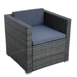 Rattan Lounge Sitzgruppe Gartenmöbel Set Sofa Couch 5-Sitzer Rattanmöbel Grau – Bild 7