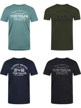 Tom Tailor Tshirt Herren Baumwolle Regular Fit 4er Pack Set Rundhals Kurzarm – Bild 1