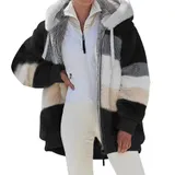 Damen Plüsch Warme Winterjacke Teddyfell Kapuzen Mantel Winter Fleecejacken – Bild 12