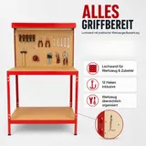 Werkbank 140x90x48cm Werktisch Arbeitstisch Werkzeugbank Lochwand Werkzeug Tisch – Bild 3