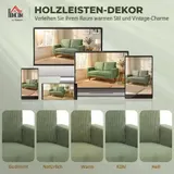 Sofa 2 Sitzer 134 cm Cord Couch mit dicker Rückenlehne, Holzlatten-Akzent – Bild 8