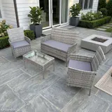 Gartenlounge 4-tlg Gartenmöbel Set Sitzgruppe Polyrattan Farbwahl SVITA BROOKLYN – Bild 3