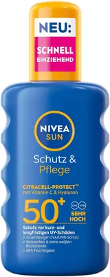 NIVEA SUN Schutz & Pflege Sonnenspray LSF 50+, wasserfestes Sonnencreme Spray – Bild 1