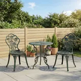 Bistroset 3-tlg. Balkonset Gartenmöbel Balkonmöbel Set Gussaluminium Antik Grün – Bild 2