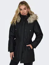 Only Damen Winter-Jacke OnlIris einfarbiger Parka Mantel Kapuze mit Fell Winter. – Bild 6