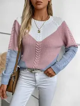 Damen Rund Hals Pullover Pulli Sweater Strickpullover Langarm Oberteile NEW – Bild 3