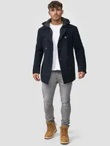 Indicode Herren Kurzmantel Cliff-Herrenmantel Wollmantel Coat Mantel Kapuze – Bild 4