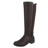 Used Look Damen Stiefel mit Reißverschluss Ital-Design 5077 in Braun – Bild 6