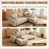 HOMCOM Ecksofa, 3 Sitzer Couch mit umkehrbarer Chaiselongue, Kissen, Sofa in L-Form, Gepolstert Eckcouch mit Leinen-Optik für Wohnzimmer, Schlafzimmer 242 x 156 x 87 cm, Beige   Aosom – Bild 5