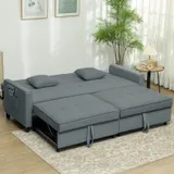 HOMCOM Sofabett, 3-Sitzer-Couch, Schlafsofa mit ausziehbarem Bett, Grau – Bild 1