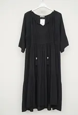 Boho Sommerkleid Damen Baumwollmix Stickerei Quasten Tunika Kleid Freizeit – Bild 4
