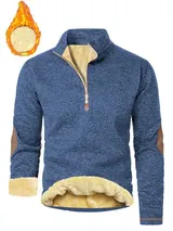 Herren Sweatshirt Pullover Half Zip Pullover Warm Stehkragen Langarm Mäntel Tops – Bild 3