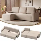 Ecksofa mit Schlaffunktion L-Form 3-Sitzer Sofa mit Umkehrbarer Chaiselongue – Bild 1