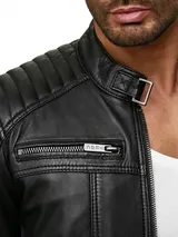 Redbridge Herren Jacke Kunst- Lederjacke Bikerjacke Übergangsjacke Schwarz M6013 – Bild 7