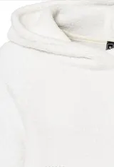 Damen Pullover weiß Plüsch Kapuze Kängurutasche Long Style Gr. 36 - 54 neu 65506 – Bild 2