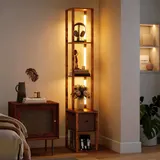 HOMCOM Stehlampe Wohnzimmer moderne LED Standlampe mit Regalen, Stoffschublade – Bild 2