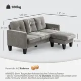 HOMCOM Ecksofa, Eck-Couch mit umkehrbarer Chaiselongue, Chenille-Optik, Braun – Bild 4