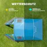 Outsunny Tunnelzelt für 3 Personen Campingzelt mit Zwei Räumen UV-Schutz Blau – Bild 5