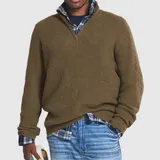 Herren Strickpullover Warm Pullover Sweater Half Zip-Herrenpullover Stehkragen – Bild 11