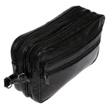 XL echt Leder Doppelkammer Handgelenktasche Herrentasche Tasche Schwarz – Bild 3