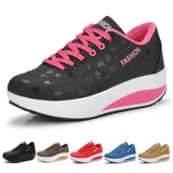 Laufschuhe Damen Plateau Schnürer Turnschuhe Dämpfung Keilabsatz Fitnessschuhe – Bild 13