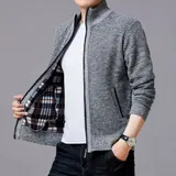 Strickjacken Herren Trachtenjacke Reißverschluss Gestrickt Cardigan Wintermantel – Bild 2