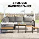 Outsunny 5-tlg. Gartenmöbel-Set Gartengarnitur mit Ecksofa Doppelsofa Couchtisch – Bild 5