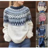 Damen Pullover Pulli Rund Hals Sweater Langarm Oberteile Strickpullover NEW – Bild 3