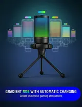 FIFINE USB Mikrofon RGB Kondensator Gaming Mikrofone PC mit Stummschalttaste – Bild 4