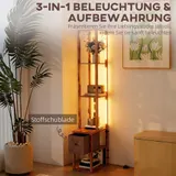 HOMCOM Stehlampe Wohnzimmer moderne LED Standlampe mit Regalen, Stoffschublade – Bild 5