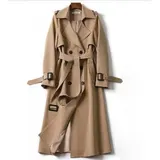 Damen Trenchcoat Cardigan Zweireiher Langer MantelÜbergangs Jacke Damenjacke – Bild 7