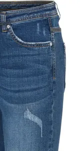 Damen Strech Jeans blau Slim Fit Umschlag destroyed K-Länge  36 bis 54 neu 75121 – Bild 4