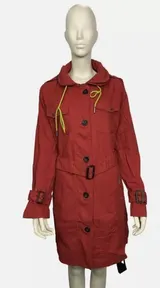 KHUJO Damen Übergangsjacke Mantel Jacke Frühling mit Gürtel Modell:Frühling, Rot – Bild 1