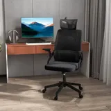 Bürostuhl Ergonomisch, Schreibtischstuhl mit Verstellbar Kopfstütze Mesh Schwarz – Bild 3