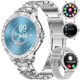 Smartwatch Damen Silber Telefonfunktion Fitnessuhr Herzfrequenz IP67 Android iOS – Bild 2