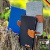 Textil Hülle für iPhone Samsung Klapp Tasche Book Cover Schutzhülle Jeans Optik – Bild 7