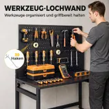 Werkbank mit Lochwand, 115 x 62 x 143,5 cm Klappbare Mobile Werktisch – Bild 7