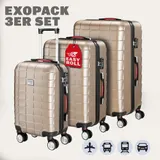 monzana® Hartschalenkoffer-Set Exopack 3-tlg Champagner ABS – Bild 9