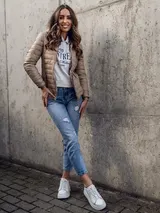 Steppjacke Jacke Übergangsjacke Sportjacke Kapuze Classic Damen BOLF Unifarben  – Bild 3
