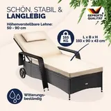 CASARIA® Sonnenliege Gartenliege mit Rollen Polyrattan Wetterfest Relaxliege – Bild 2