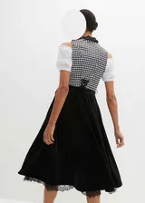 2-tlg Set Dirndl mit Samtrock Gr 36-54 Schwarz Wollweiß Trachten Wiesn Kleid Neu – Bild 6