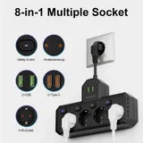 Steckdosenleiste 4-Fach 4 USB Mehrfachsteckdose mit Flachstecker und Schalter – Bild 4