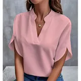 Damen T-Shirt Kurzarm V-Ausschnitt Hemd Bluse Freizeit Oberteile Tops Sommer DE – Bild 11