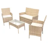 Gartenlounge 4-tlg Gartenmöbel Set Sitzgruppe Polyrattan Farbwahl SVITA BROOKLYN – Bild 5