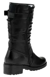 Damen Stiefel Boots Winterstiefel Gefüttert Blockabsatz Profilsohle Leder-Optik – Bild 6