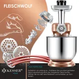 KESSER® Küchenmaschine 3in1 mit Fleischwolf Teigmaschine Knetmaschine Entsafter – Bild 3