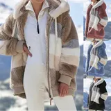 Damen Plüsch Warme Winterjacke Teddyfell Kapuzen Mantel Winter Fleecejacken – Bild 16