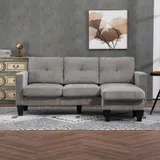 HOMCOM Ecksofa, Eck-Couch mit umkehrbarer Chaiselongue, Chenille-Optik, Braun – Bild 8