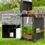 Gasgrill 7 KW Grillwagen inkl 3 Brenner Seitenkocher Rolle Deckel Schwarz – Bild 8